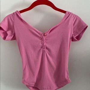 Pink Fitted Short Sleeve Blouse